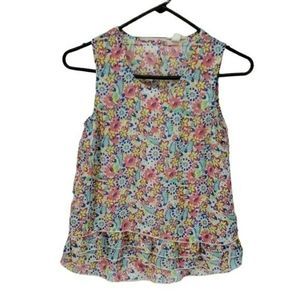 Red Camel Girls Peplum Floral Hi Low‎ Ruffle Sleeveless Design Shirt Size Large